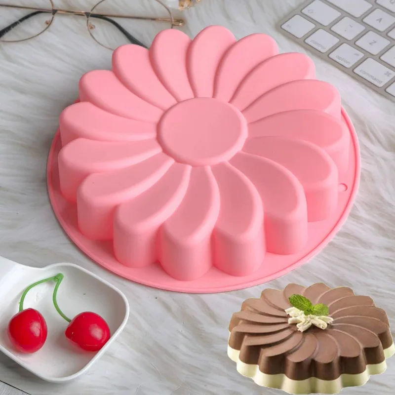 Silicone Whirlwind Petal Shaped Baking Tray Silicone Cake Mold Sunflower Cake Bakeware Baking Tool 3D Pan Tray DIY Party Suppily