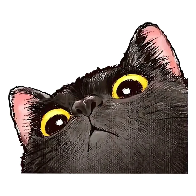 Cartoon Probe Cat Funny Expression Vinyl Waterproof Sticker Decal For Triangle Window Electric Motorcycle Body Laptop Decor