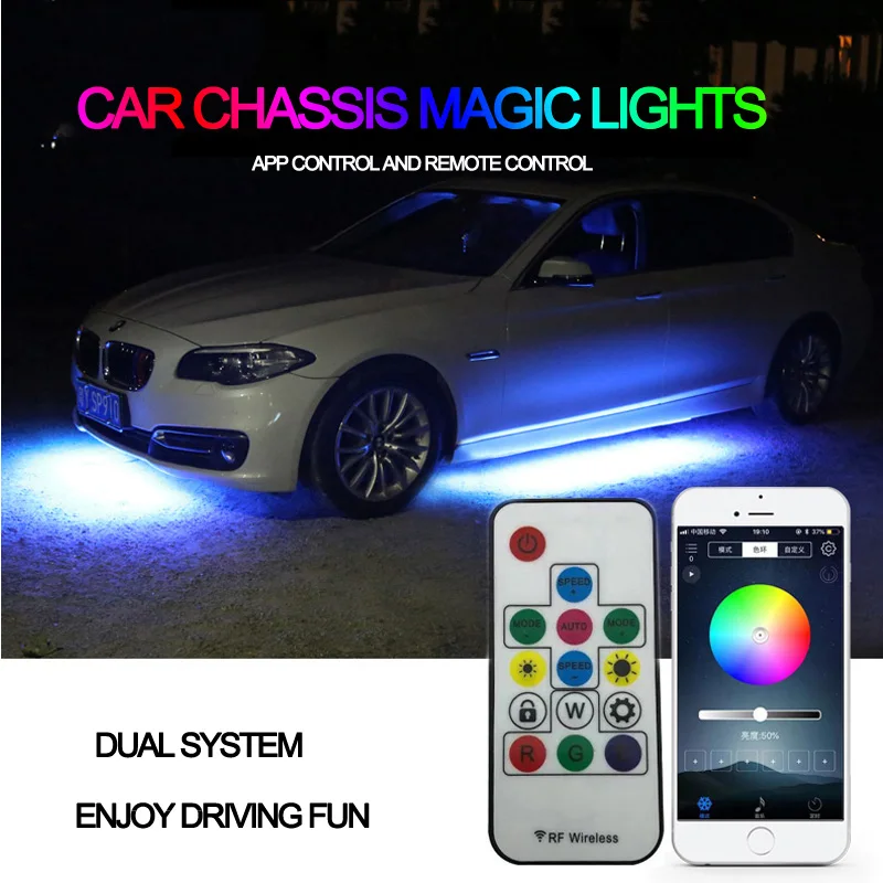 

Car Underbody Light Kit Flexible LED Neon Strip Light for BMW E46 E90 APP Control Flowing RGB Ambient Atmosphere Lamp Waterproof