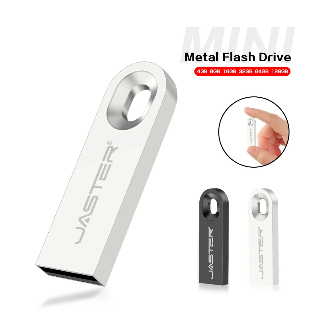 

JASTER Metal U Disk 64GB Flash Drive 32GB Gifts Key Chain USB 2.0 8GB Free Custom LOGO Pendrive16GB Wedding Gifts Memory Stick