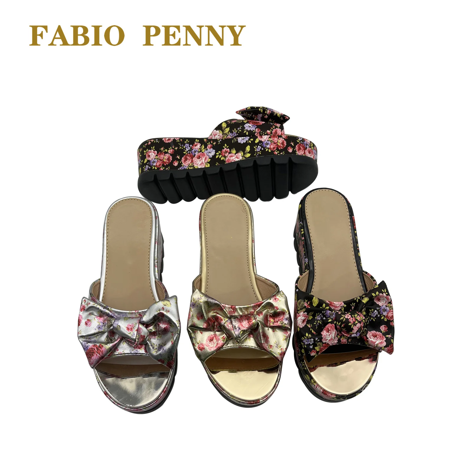 African Mama Fashion party platform Slippers floral bow design casual women\'s slippers