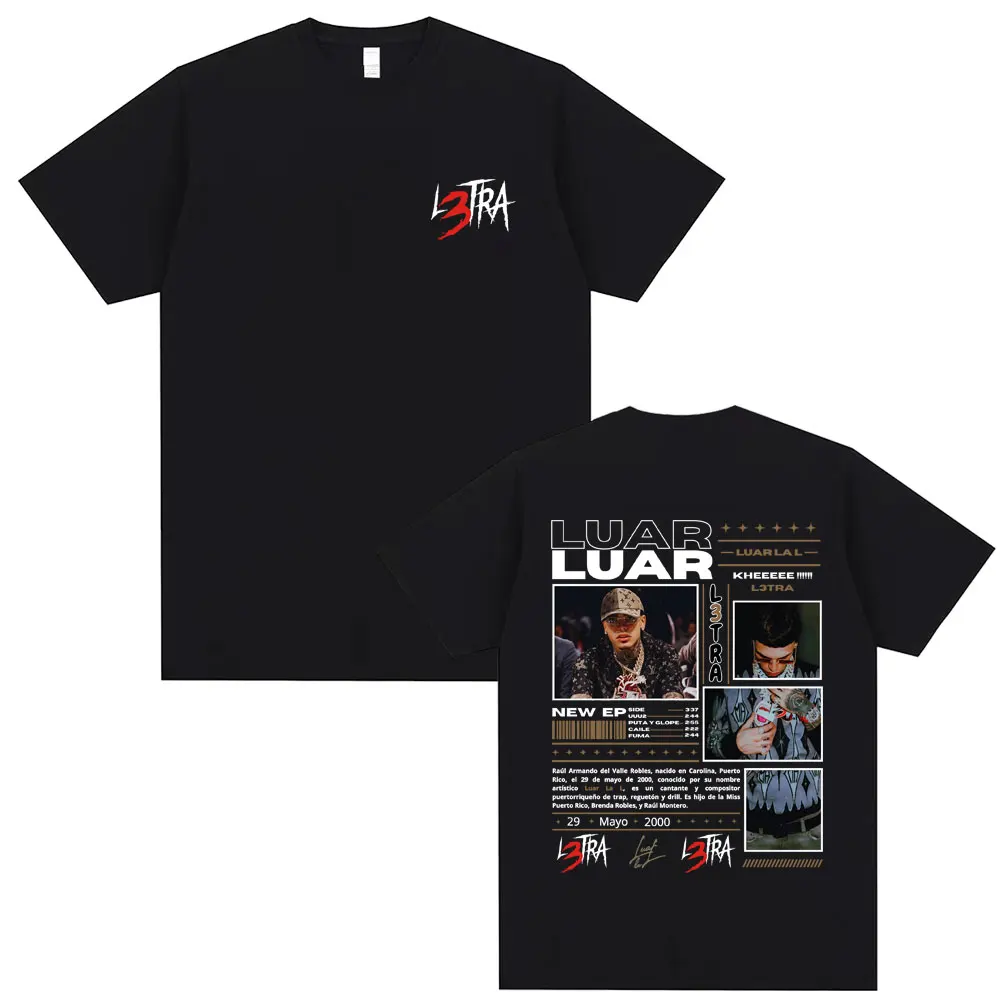 Hip Hop Rapper Luar La L L3TRA Music Album Print T Shirt Men Women Fashion Oversized Short Sleeve T-shirts Male Retro Streetwear