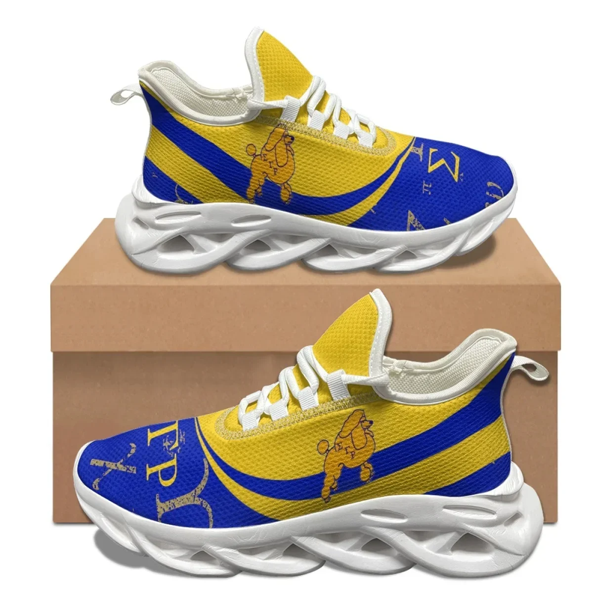 Sigma Gamma Rho Brand Design Comfortable Running Shoes Poodle Pattern Stylish Lace-up Sneakers Teens Breathable Walking Shoes