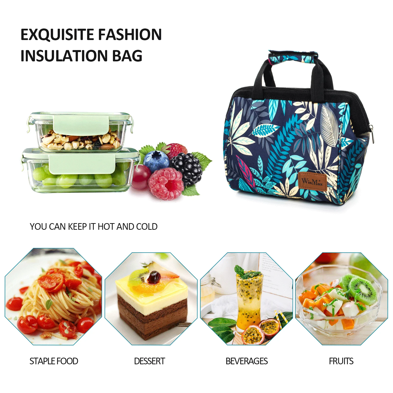 Boîte à lunch, sac thermique, portable, étanche, durable, large ouverture, adapté au travail des femmes ou aux pique-niques familiaux