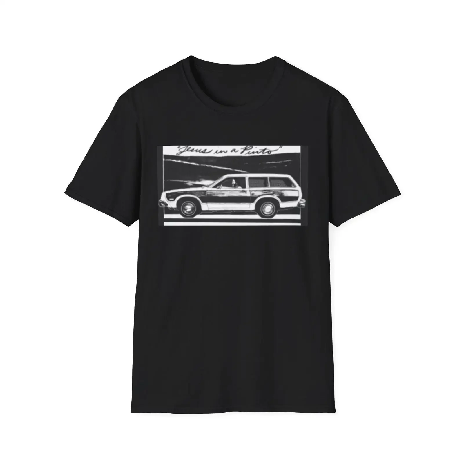 Jesus in a pinto Vintage Station Wagon Illustration T Shirt Retro Car  vintage Washed homme Top For Everyday Wear fashion