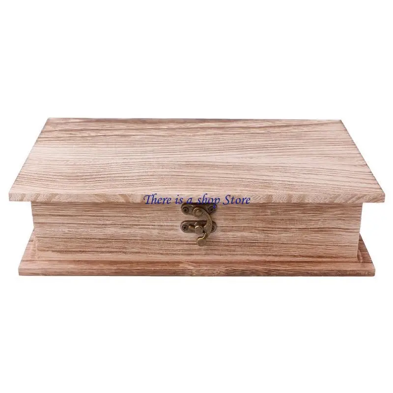 D0AD Wooden Hinged Lockable Box Jewellery Storage for Case Crfats Sundries
