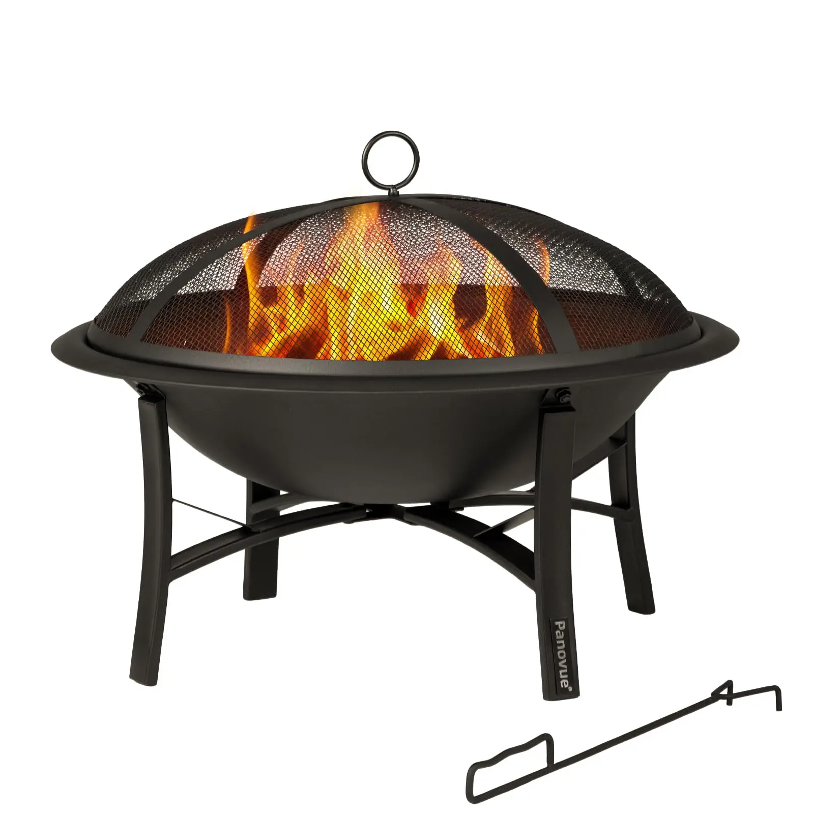 22 Inch Fire Pit with Spark Sn, Firewood Grate and Poker