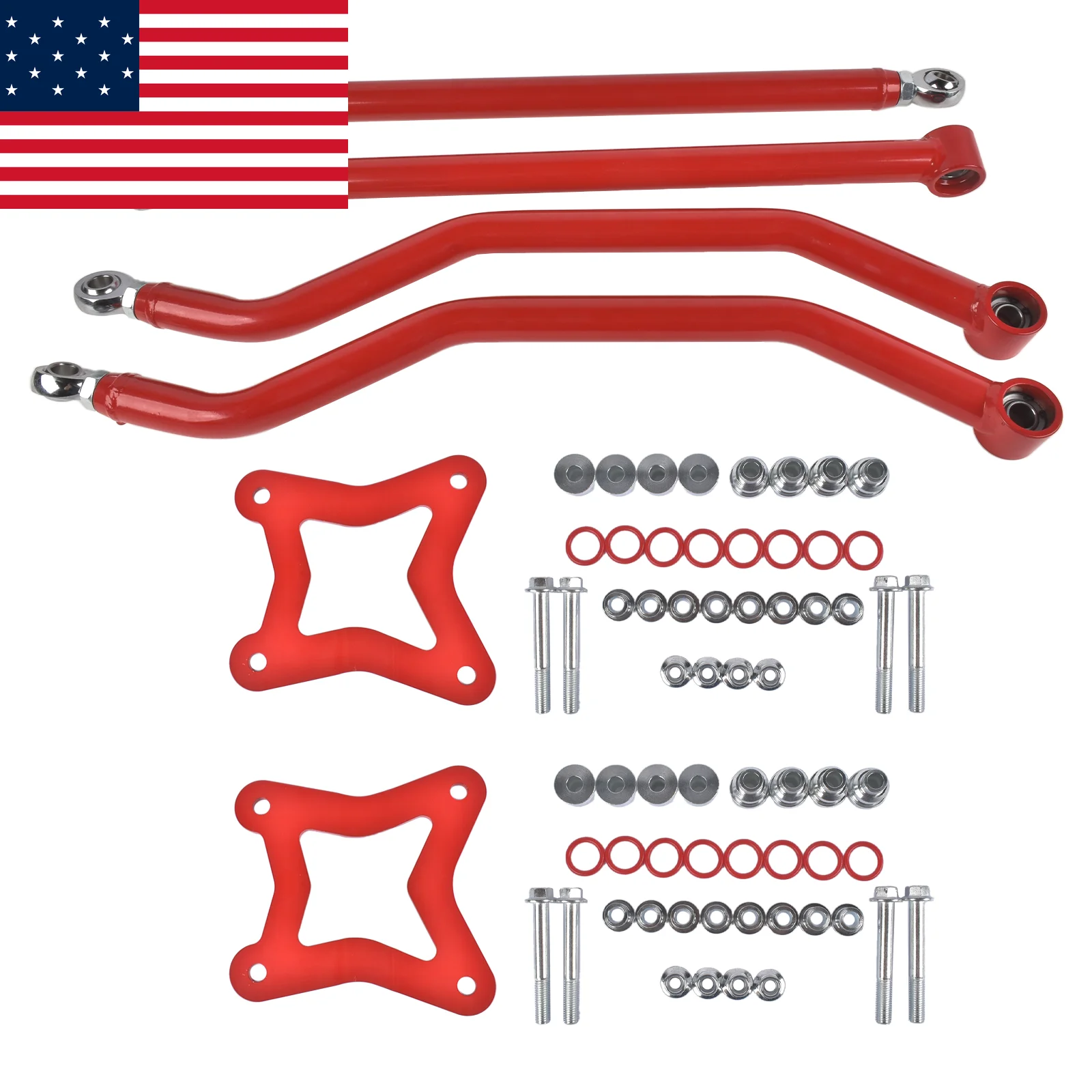 AP03 Rear Lower Left Right Radius Arms/Rods for 2014- Polaris RZR XP 1000 XP 4 1000 (Red)
