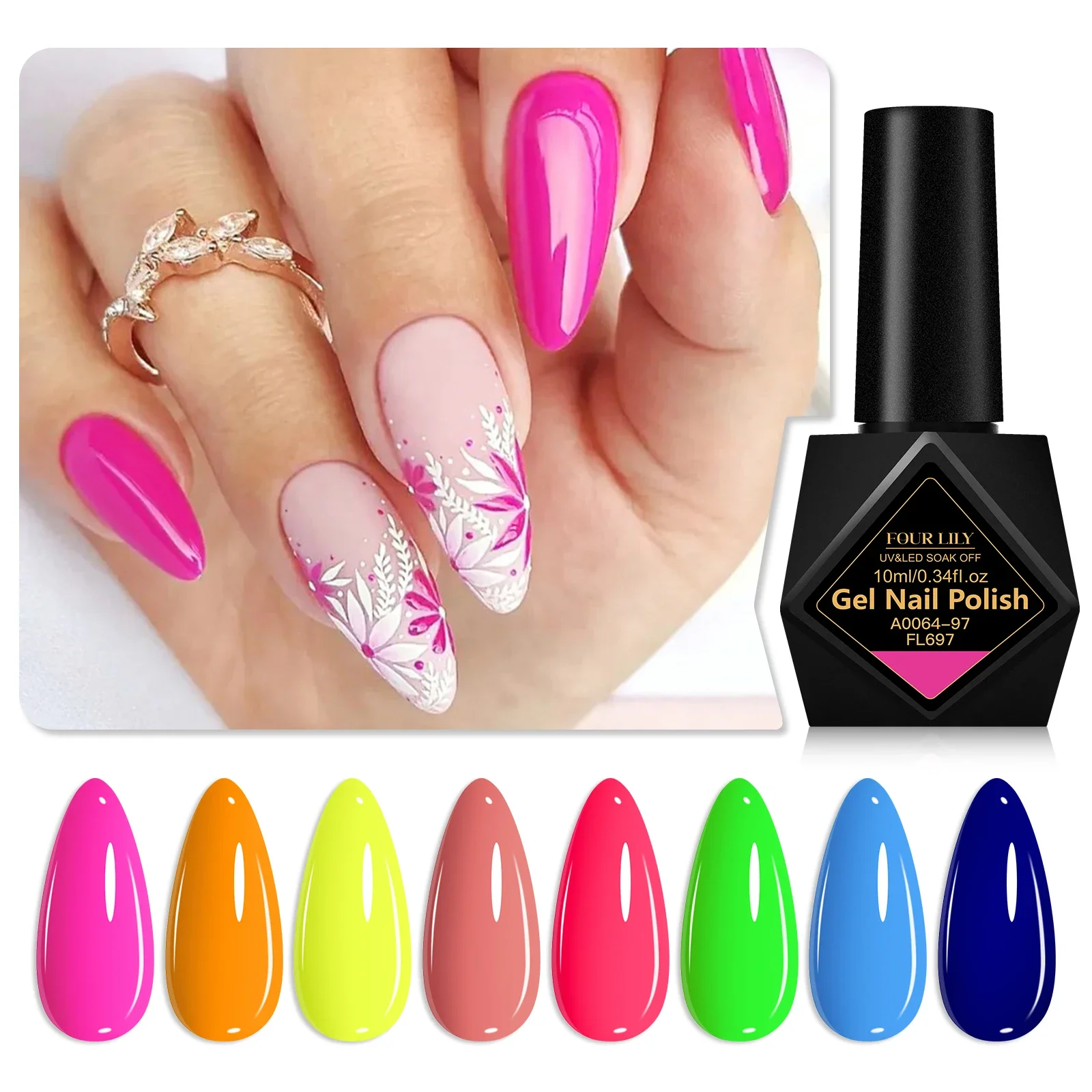 Vernis à ongles Gel Fluorescent couleur bonbon, 8 pièces, 10ml, Vernis d'été UV, fournitures semi-permanentes pour ongles, manucure