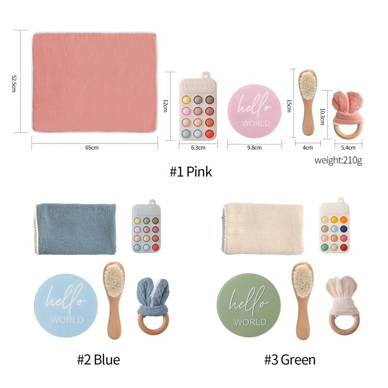 Hochet de dentition en bois pour bébé, lapin TeWindsor, anneaux en bois, bracelet, silicone, téléphone portable, jouets sucette, serviette en coton, brosse en laine