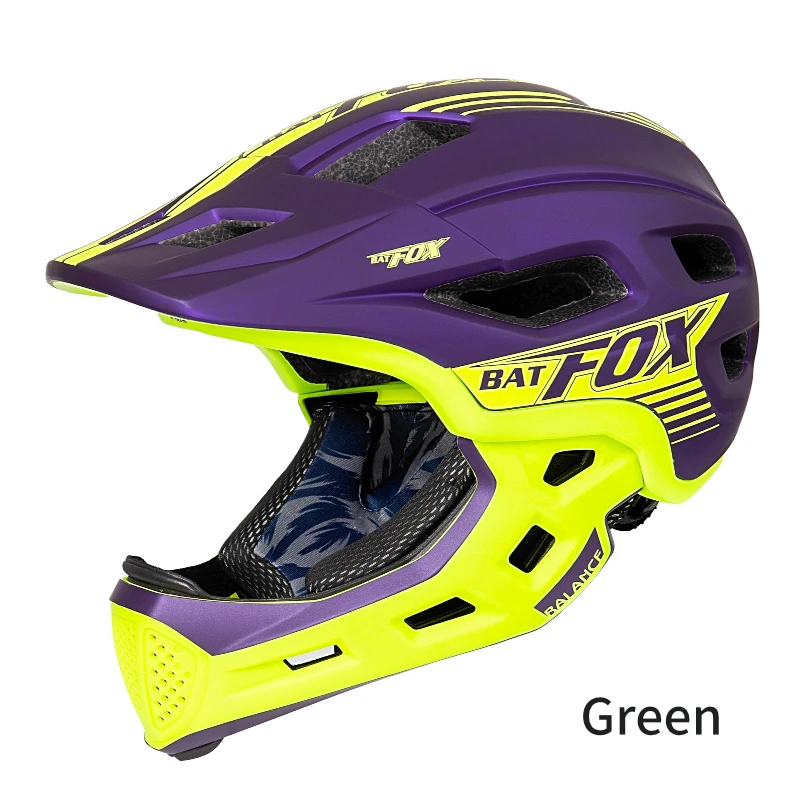 BATFOX Kinder Vollgesichts-Fahrradhelm Abnehmbarer Kinnriemen Stoßabsorbierende Schale Sicherheitszertifizierter Rad- und Rollerhelm für Kinder – Detail 10