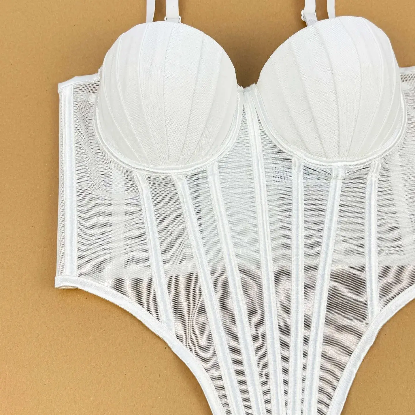 Irregular Design Sexy Pleated Mesh Lady Corset Shell Shape Sweet Bustier Elegant Ballet Like Crop Top Party Events Women Camiso