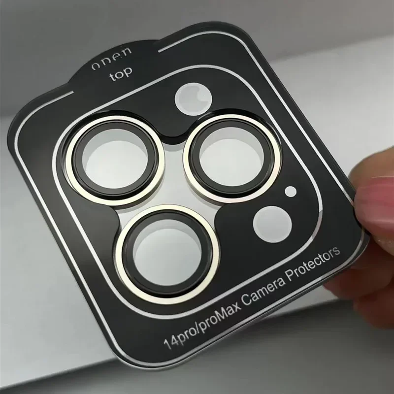 3-2 قطعة حامي حلقة معدنية للكاميرا آيفون 15 17 16 برو ماكس عدسة خلفية الزجاج المقسى آيفون 13 14Pro غطاء رأس واقي