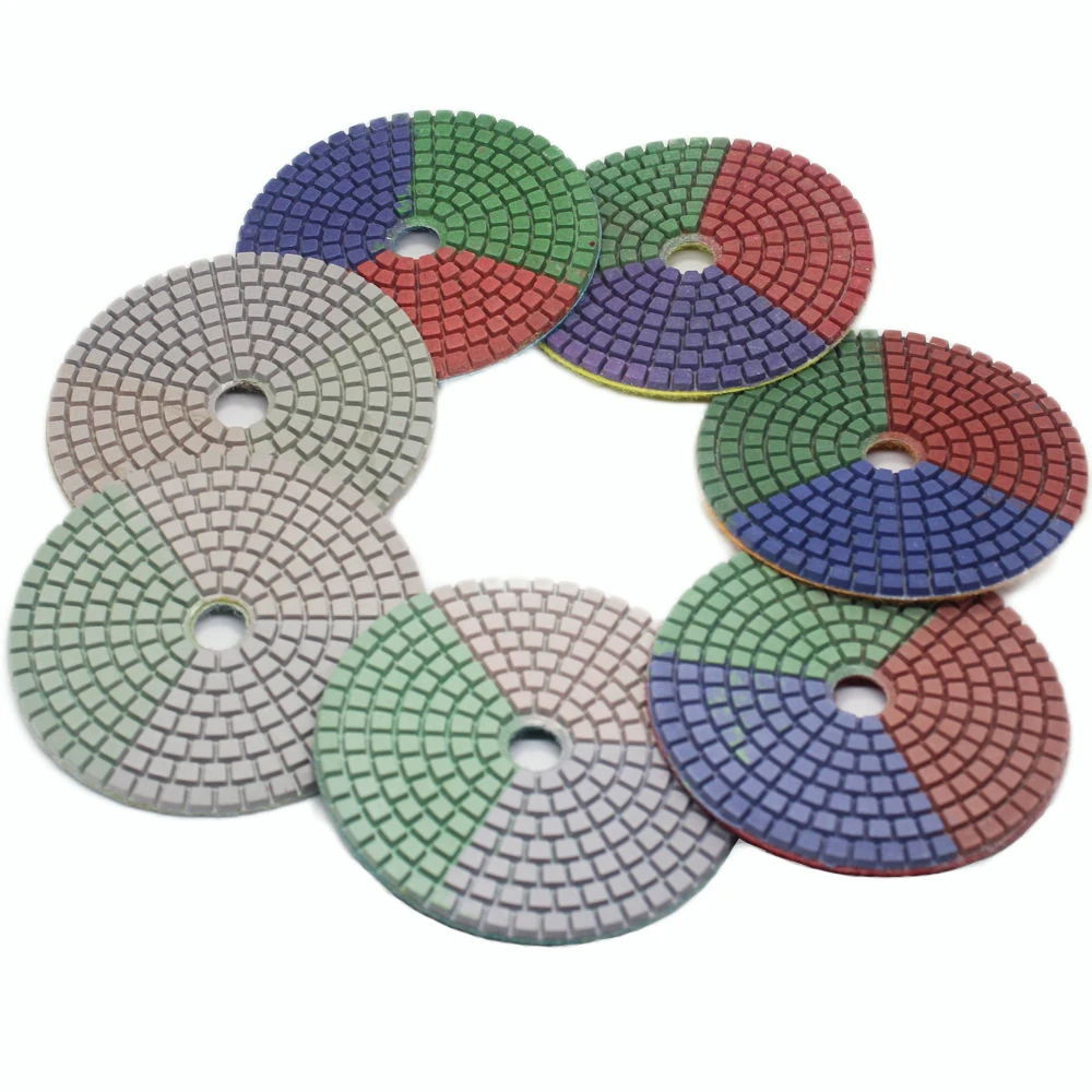 Colorful Diamond Wet Polishing Pad 4 Inch 100mm For Marble Granite Engineered Stone Grinding Diamond Tool