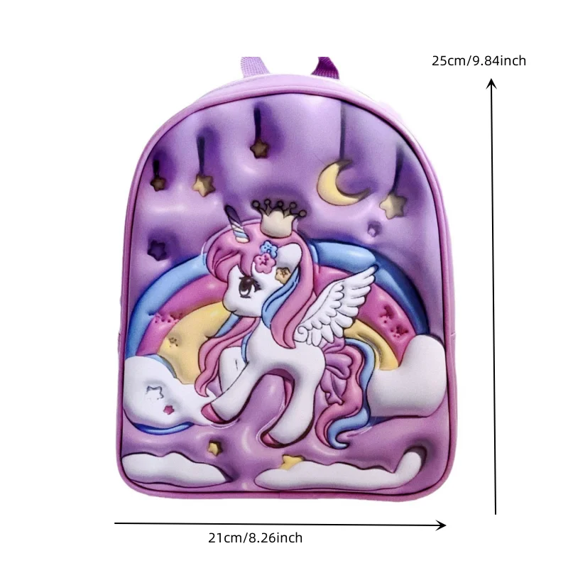 2024 New Children\'s 3D Digital Printing Unicorn Creative Modeling Dazzling Fashion Kindergarten Girl Cartoon Cute Backpack