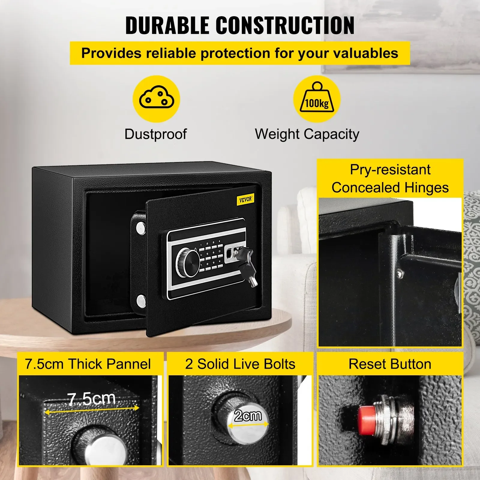 Vevor neue Fingerabdruck-Safe 0.8/1.7/2,1 2,1 cu. ft digitale elektronische Stahl-Safe zur Aufbewahrung von Gelds chmuck im Home Office