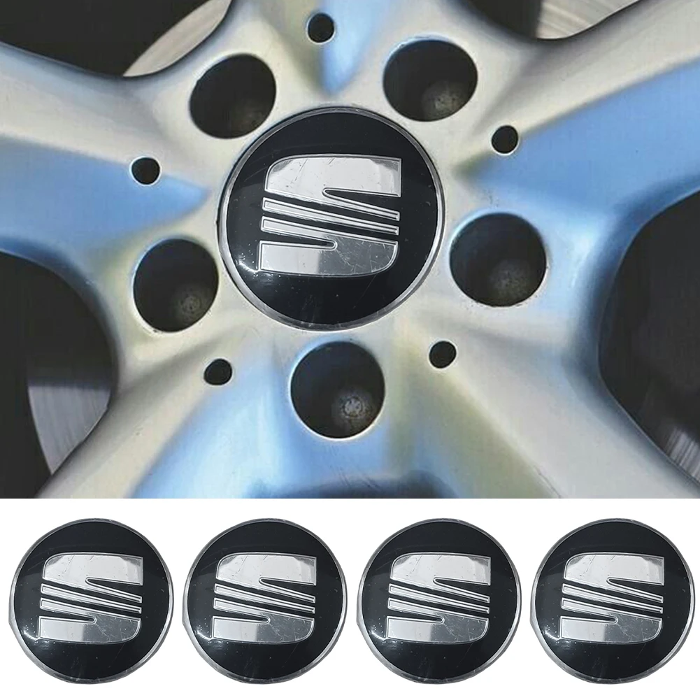 4Pcs Hubcap Cover Set Black 56MM Wheel Hub Cover 5F0601171 for Seat Leon 5F Ibiza