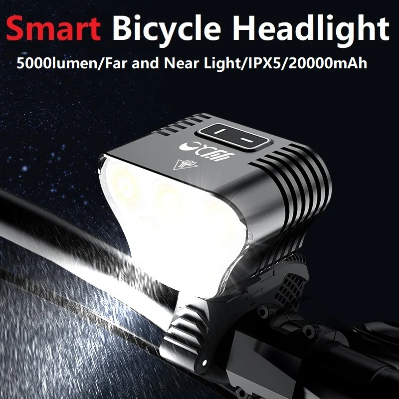 New Mountain Bike Light 5000 Lumens Bike Lights for Night Ridind 20000 mAh USB Rechargeable IP64 Waterproof MTB Bike Headlight