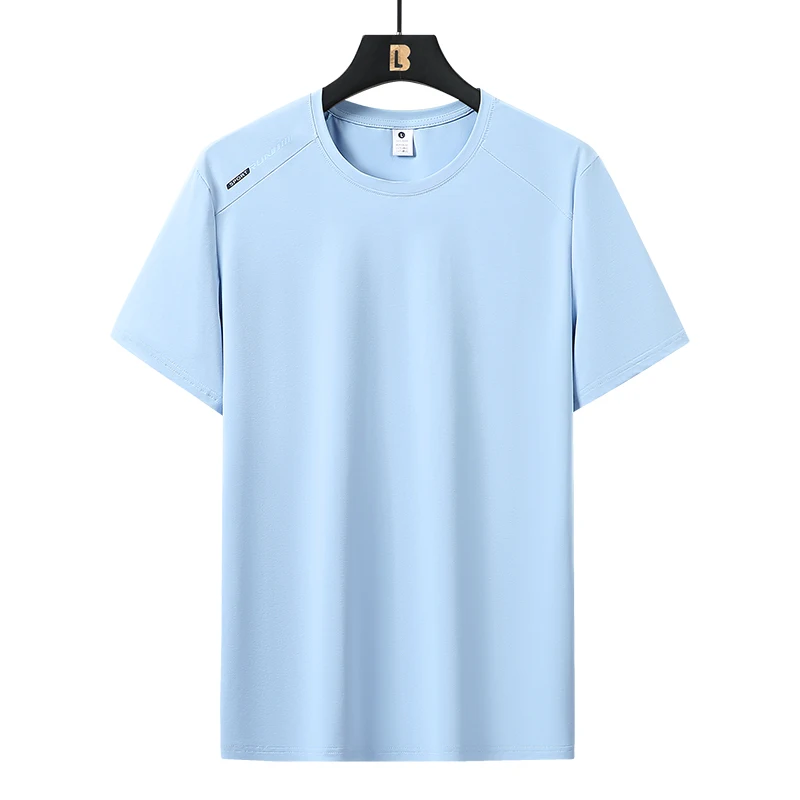 Herren Feuchtigkeitsabsorbierendes Atmungsaktives Lässiges Trendiges T-Shirt Sommer Umfassendes Netzwerk-Training Schnell Trocknendes Eisseide T-Shirt