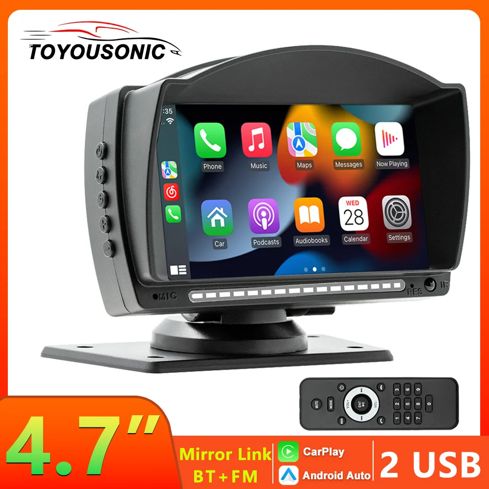 TOYOUSONIC 4.7 inch MP5 Car Radio Autoradio Touch Screen Universal Multimedia Player Carplay Android Auto 2USB BT FM Car Stereo