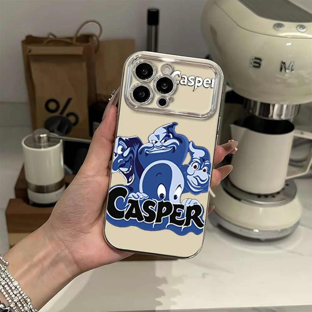 Cartoon C-Casper Electric Ferry Large Window Phone Case For iPhone 12 11 13 14 15 16 Pro Max Plus Shell