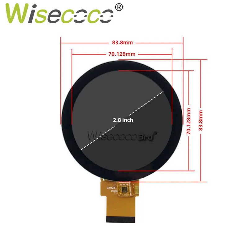 Wisecoco 3 Zoll runder Touchscreen 2,8 Zoll Multi-Touch-LCD-Display 480 x 480 Instrumente Messgeräte Smart Home Raspberry Pi Display