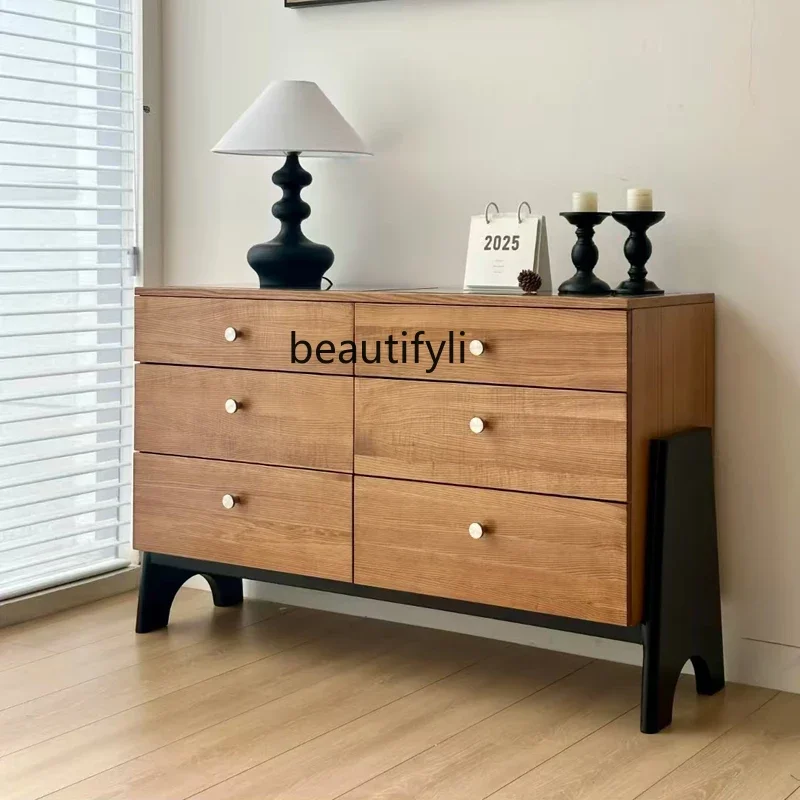 

Vintage Style Solid Wood Chest of Drawers Bedroom Bedside Chest Designer Homestay French Retro Sideboard