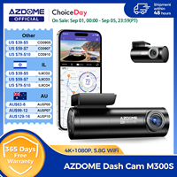AZDOME M300S 4K Dash Cam Front and Rear, 5.8G WiFi GPS Dash Camera for Cars, Free 64GB SD Card, Voice Control, WDR Night Vision