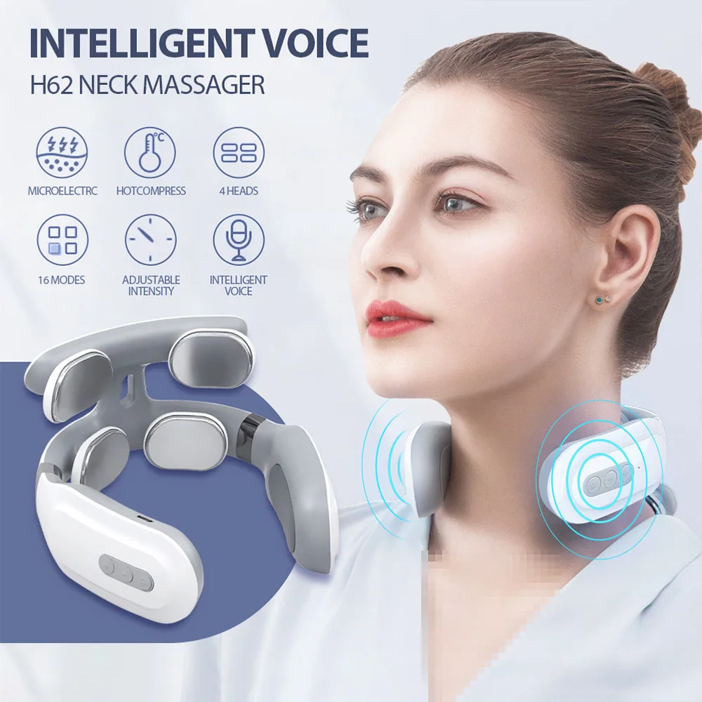 TENS Pulse Back Neck Massage Wireless Smart Sholder Cervical Massager Heating Muscle Punch Beating Health Care Tool