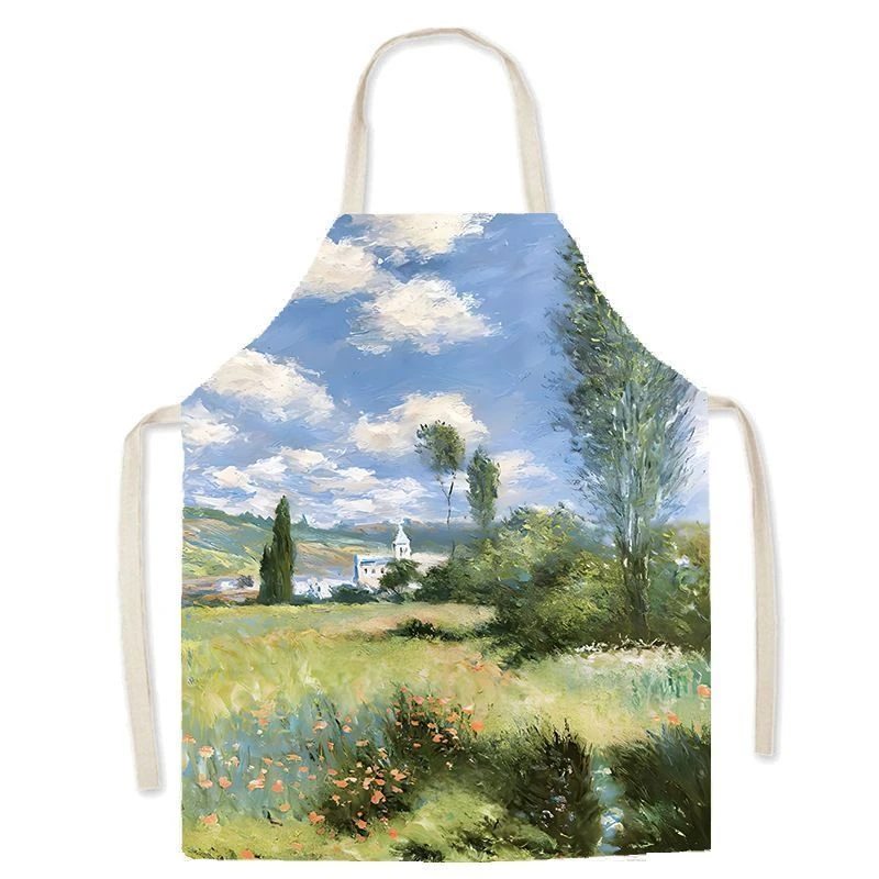Nordic Ins Style Fresh Linen Home Kitchen Waist Parent-Child Cooking Studio Smock Sleeveless Apron - view 3