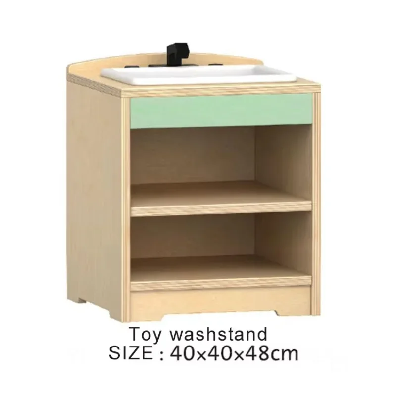 New solid wood simulation kitchen combination cabinet kindergarten children's wooden toy storage