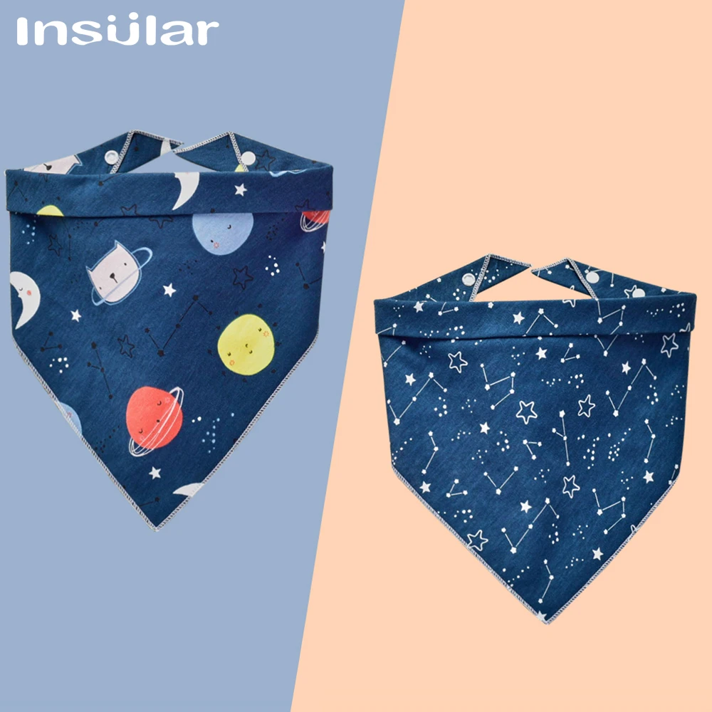 

Insular Cartoon Baby Bibs Cotton Baby Scarf Burp Cloth Bandana Bib Newborn Saliva Towel Boy Girl Infant Toddler Stuff 2Pcs/Set