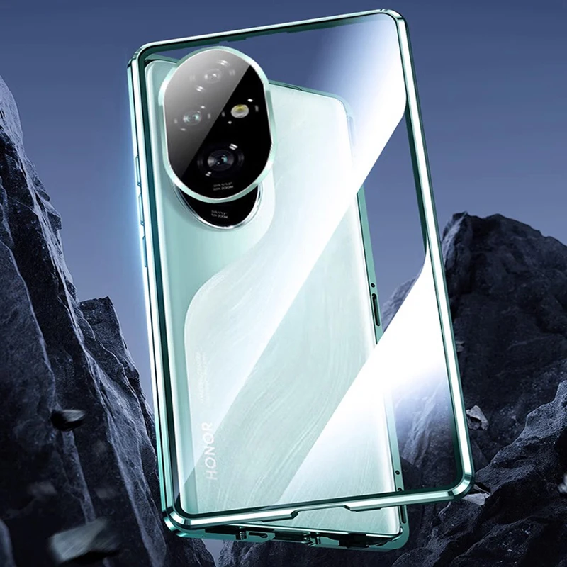 360° Protect Anti Peeping Privacy Double Sided Tempered Glass Case For Honor 70 90 Metal Magnetic Phone Cover For Honor 200 Pro