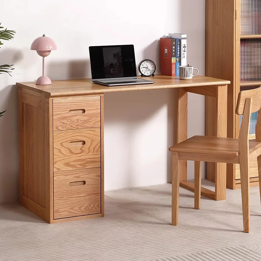 

All solid wood red oak desk with drawers large capacity modern simple study table writing computer desk cabinet combination