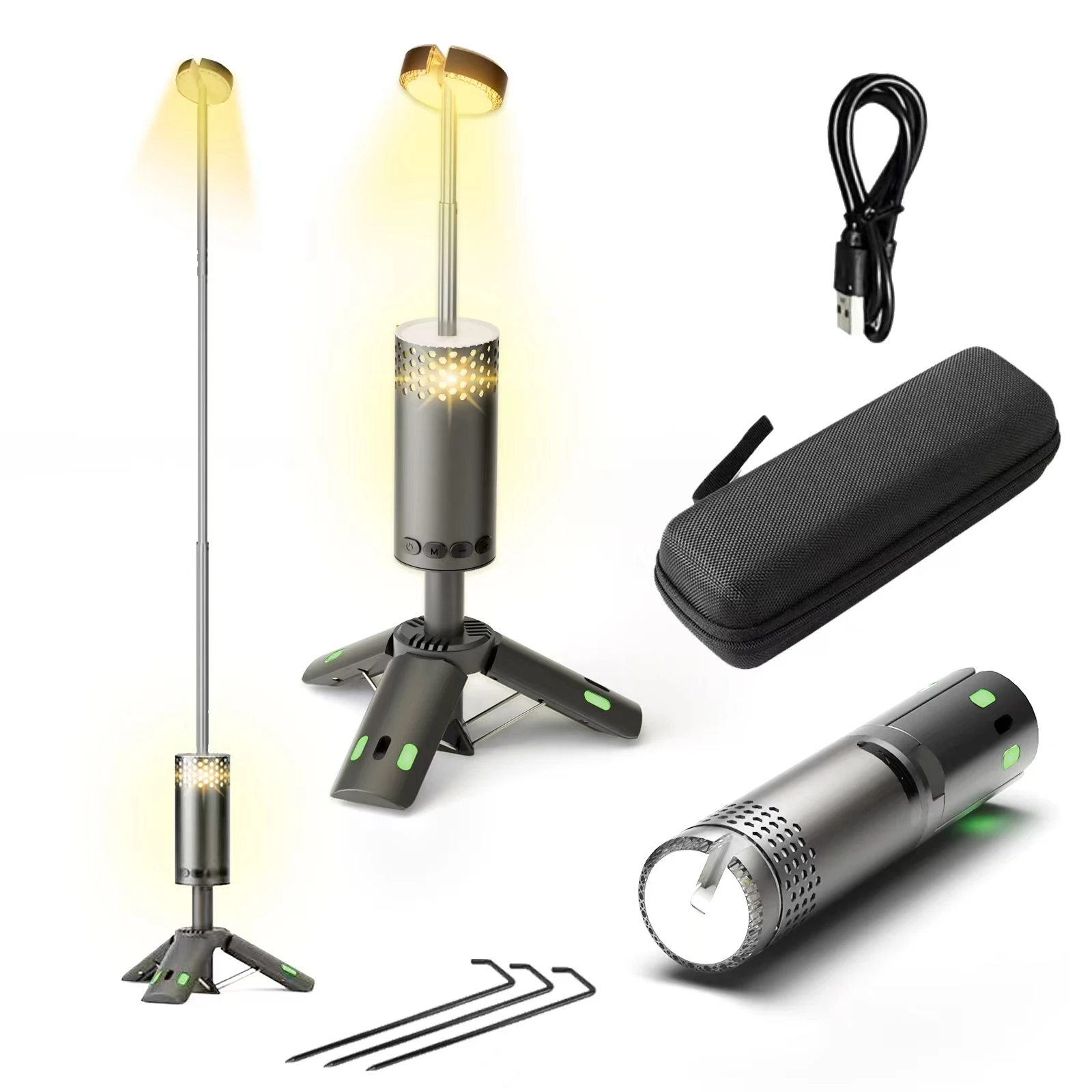 

Telescoping LED Outdoor Camping Lamp USB Type C Camp Light Telescopic for Adventure, Hiking, Camping, Live Streaming