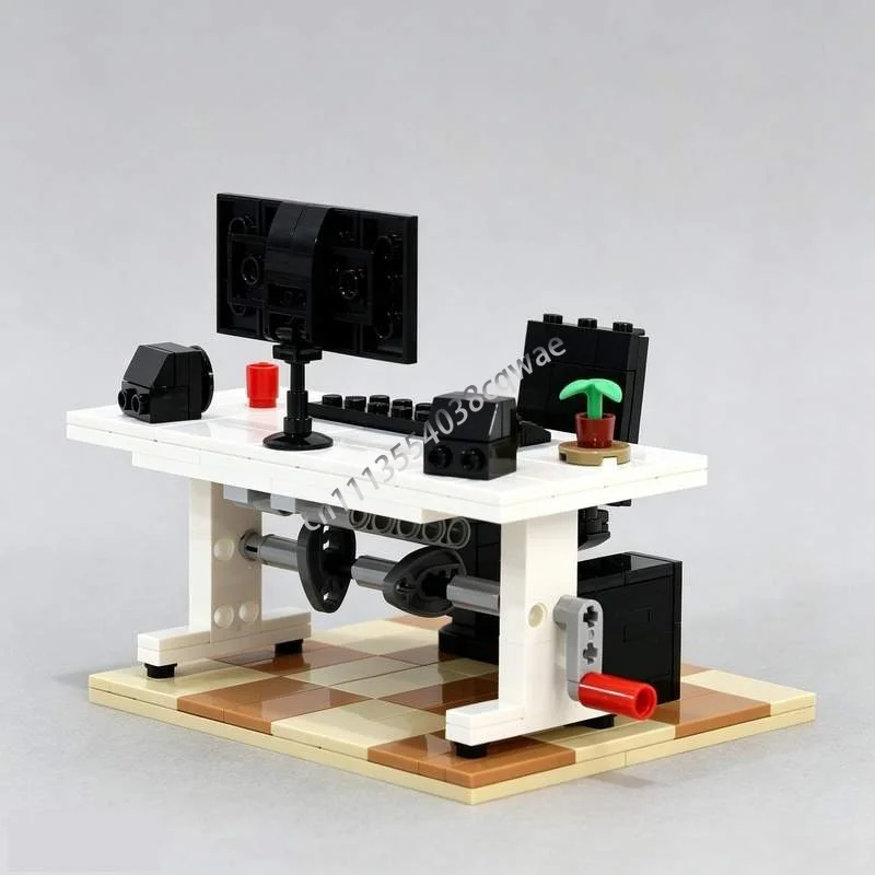 NEW 337Parts MOC Office Worker Character Computer Desk Scene Model Custom Puzzle DIY Creative Assembly Toy Gift Building Blocks