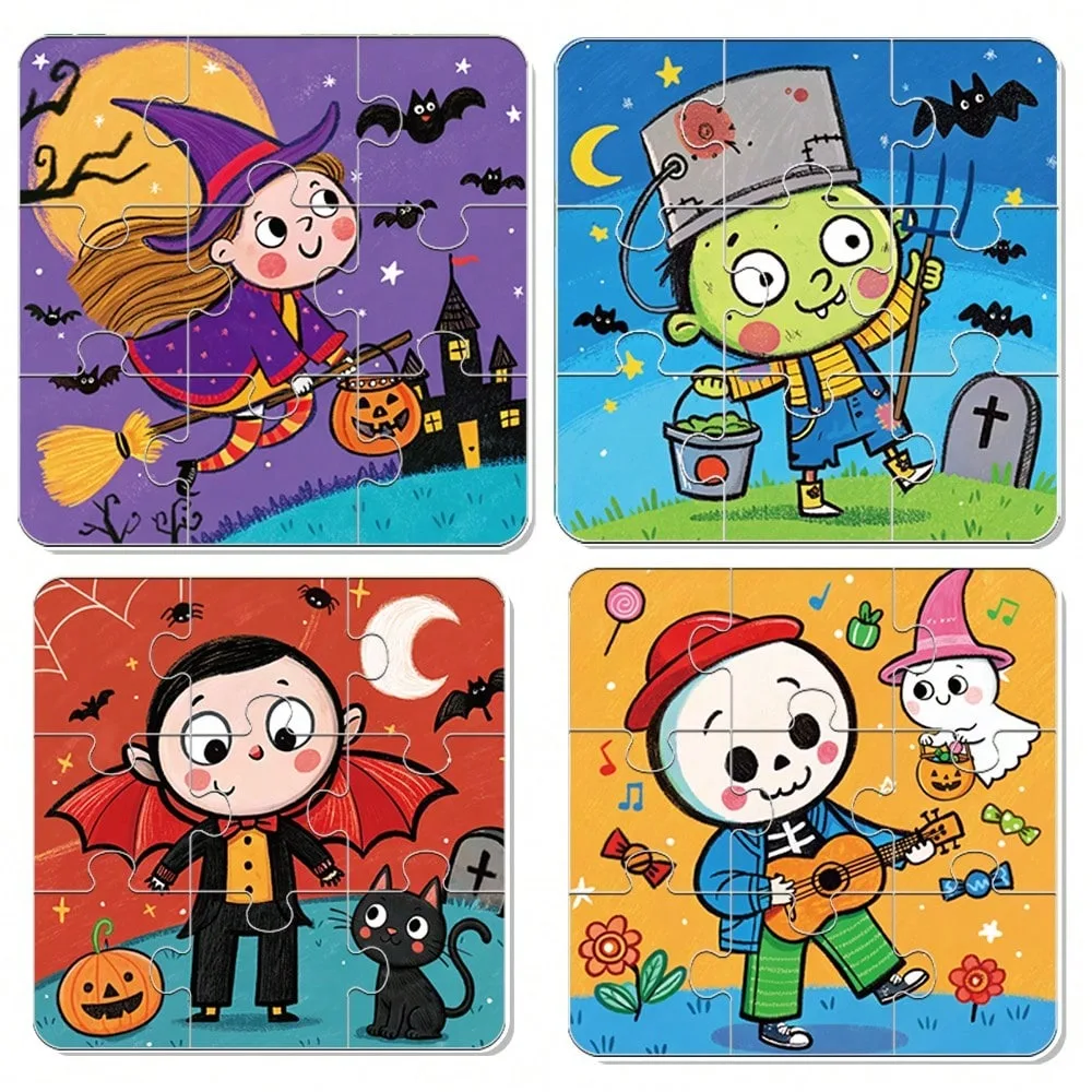 4-in-1 Halloween Puzzles for Kids Jigsaw Puzzles Toys for Toddlers Educational Toys Christmas Gift Party Favors Classroom Prizes view 6