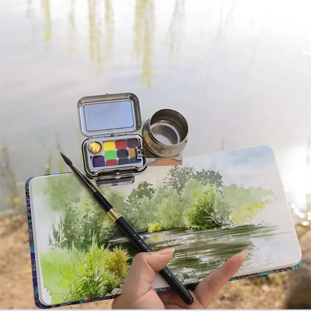 Creative Mini Portable Paint Box Simple Travel Watercolor Kit Outdoor Painting Oil Pigment Palette Clip