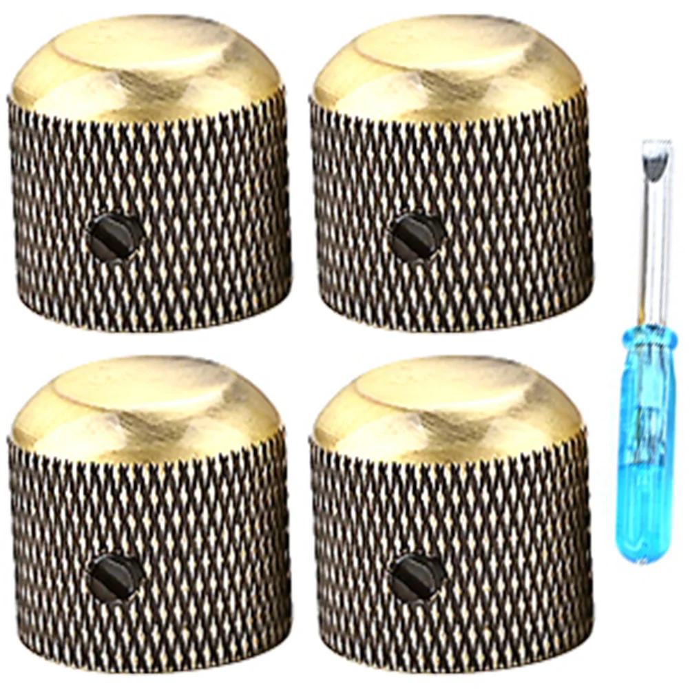 

4 Pcs One-piece Screw Knob Guitar Volume Electric Knobs Metal Control Replacement Sound