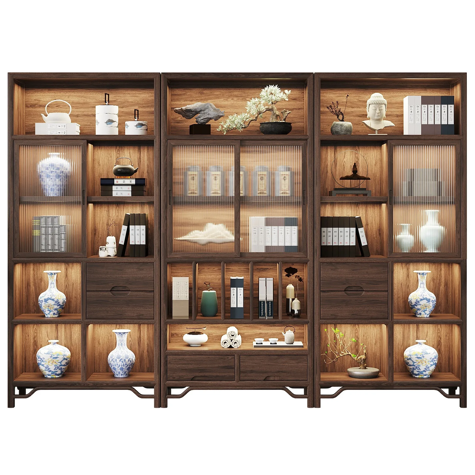 

New Chinese solid wood bookcase floor rack