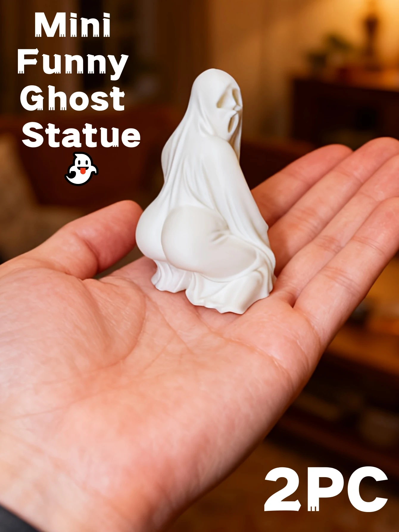3D Printing Ghosting - 2個 - 3Dプリントされた6.2cm/2.4インチの面白いゴーストフィギュア、屋内および屋外の寝室のデスクトップ装飾、結婚式、誕生日、クリスマス、新年のギフト、パーティーの記念品