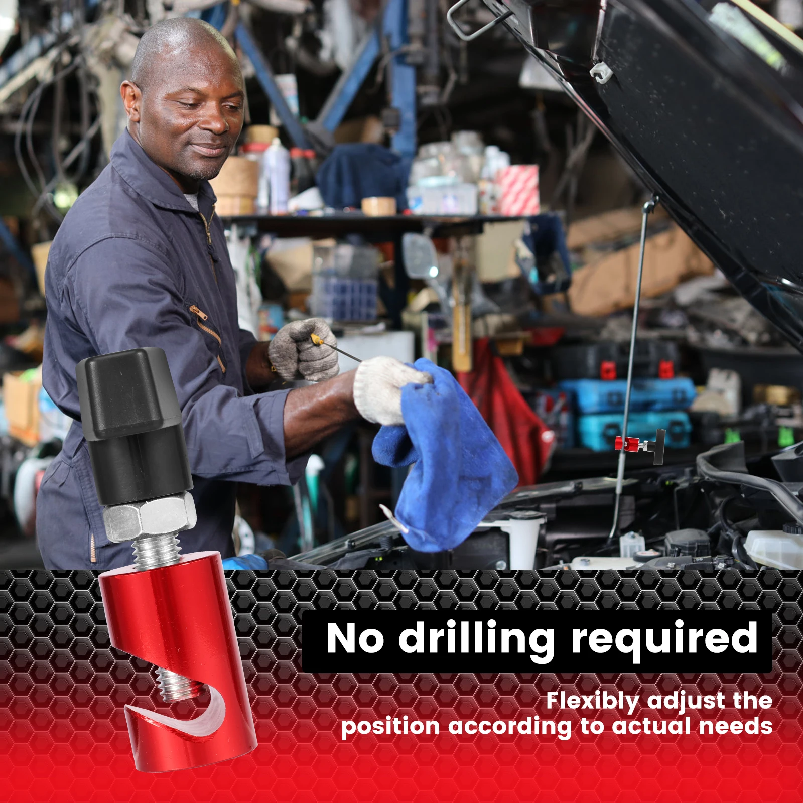 4Pcs Car Hood Strut Clamps Multi Purpose Snap on Lift Support Clamps Insert Type Buckle Structure Stable Support for Multiple