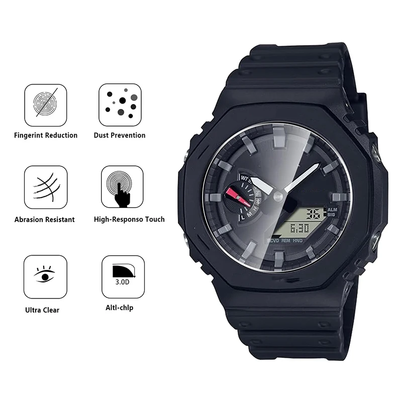 1–6 Stück 9H gehärtetes Glas Displayschutzfolie für Casio GA2100 GM2100 GM-B2100 Zubehör, kratzfeste Uhrenfolie, Schutzabdeckung – Detail 3
