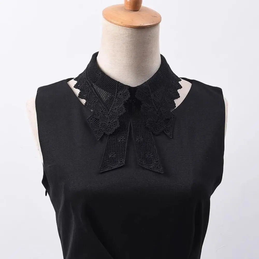 Fashion Lace Floral Fake Collar Detachable Black White Decoration Collar Clothes Trim Women Girls False Collar New