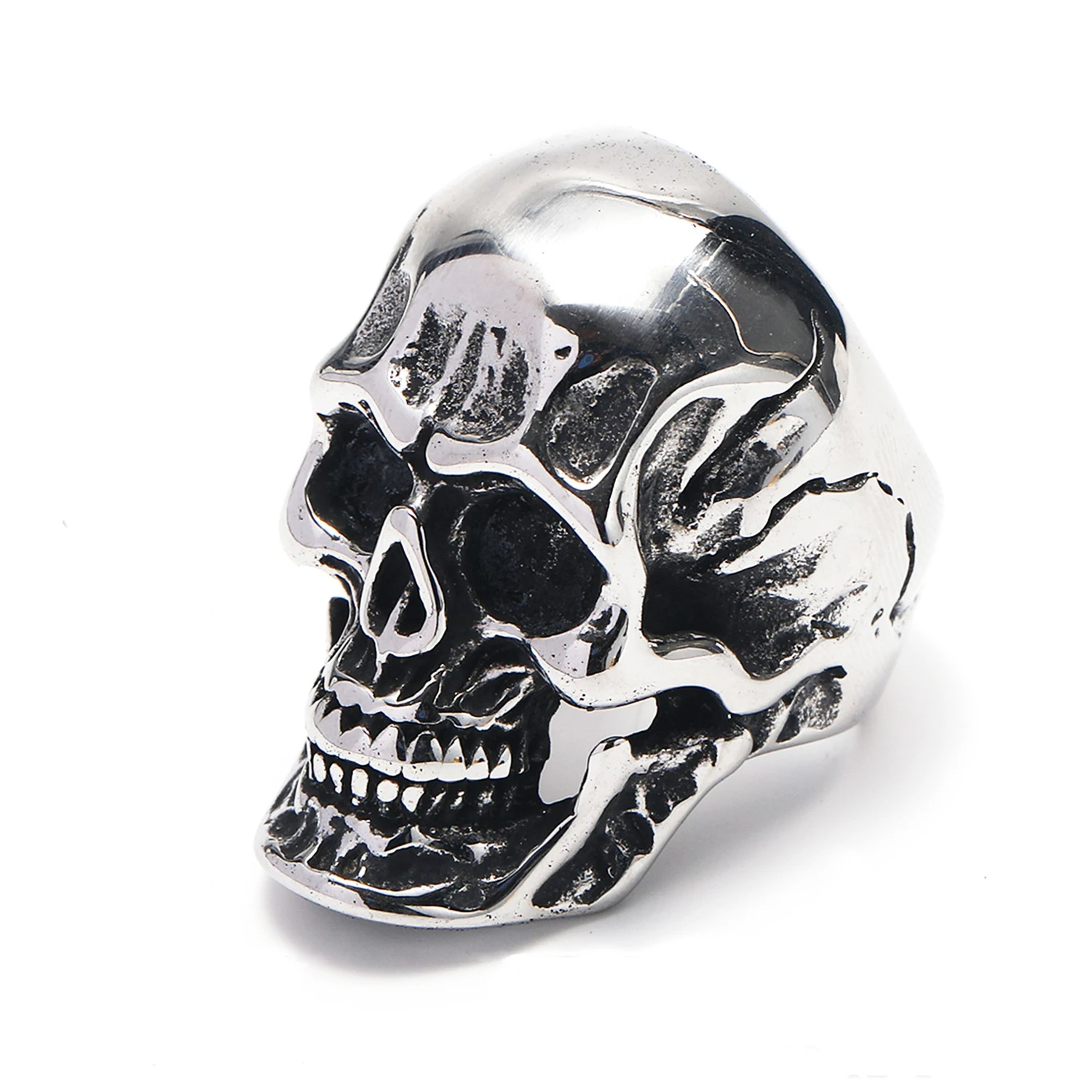 

2025 Punk Vintage Stainless Steel Skull Ring For Mens Accessories Gothic Horror Hip Hop Men Motorcycle Rock Biker Jewelry Gift