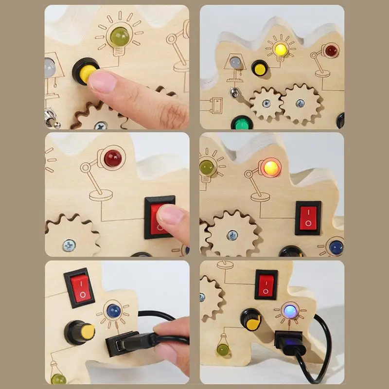 Jeu de société de dinosaure en bois pour enfants, jouet Switch LED, jouets mentaires oriels, amusant, batterie dos 62, maison, voyage