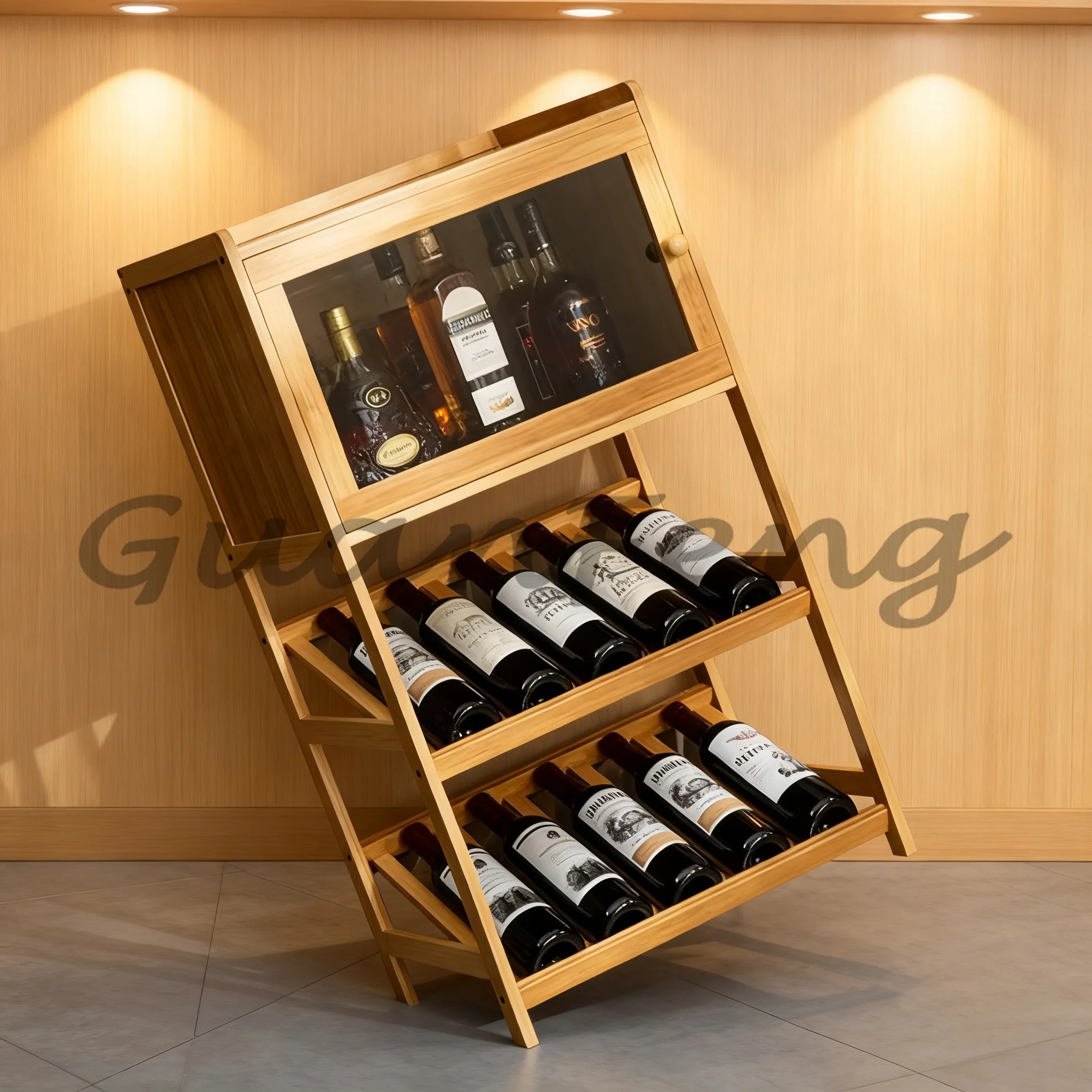 Modern Minimalist European Wall Mounted Wine Cabinet Display Rack, Stylish Side Panel, Living Room Home Storage Shelf