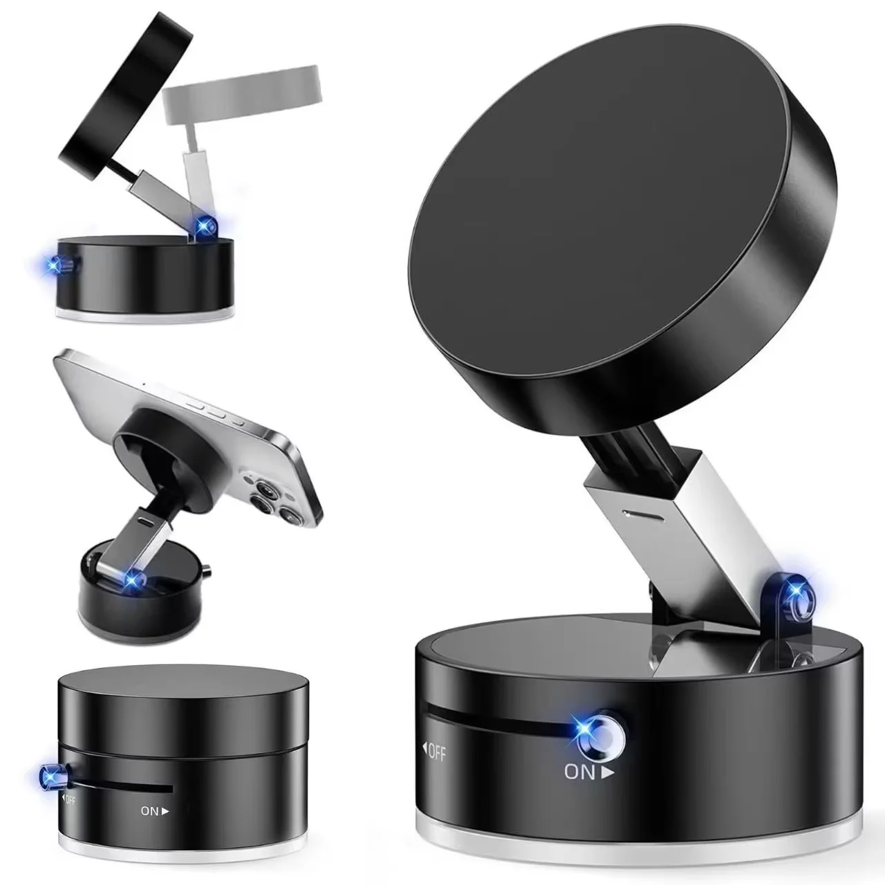 360 °   دوران فراغ مزدوج الوجهين المغناطيسي شفط كأس حامل هاتف السيارة لوحة سيارة خلية المحمول دعم حامل جوّال بلاستيكي قابل للطي