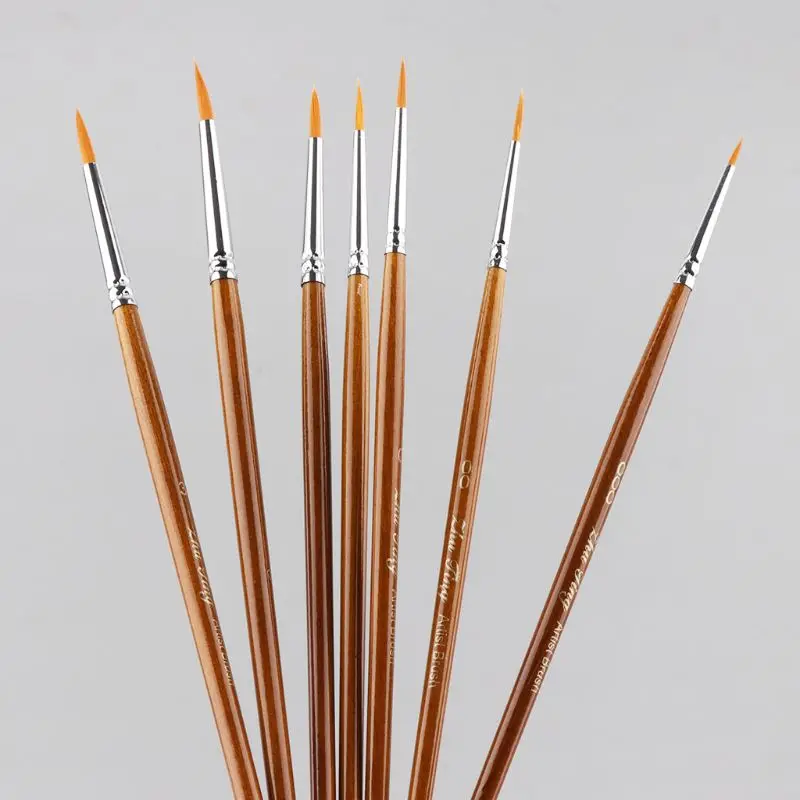 7pcs/set Professional Detail Paint Brush Fine Pointed Tip Miniature Brushes For Dropship