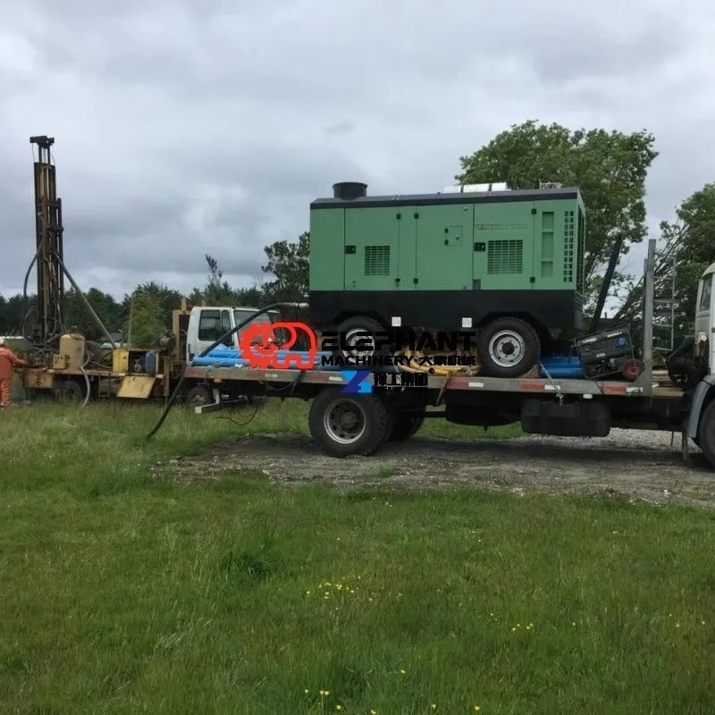 7-35Bar Adjustable Air Compressor, Rotary Screw Heavy Duty Machine for Water Well Borehole Drilling